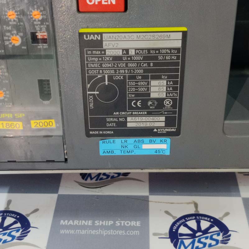 HYUNDAI ELECTRIC UAN20A3C-M2C2S269M AIR CIRCUIT BREAKER
