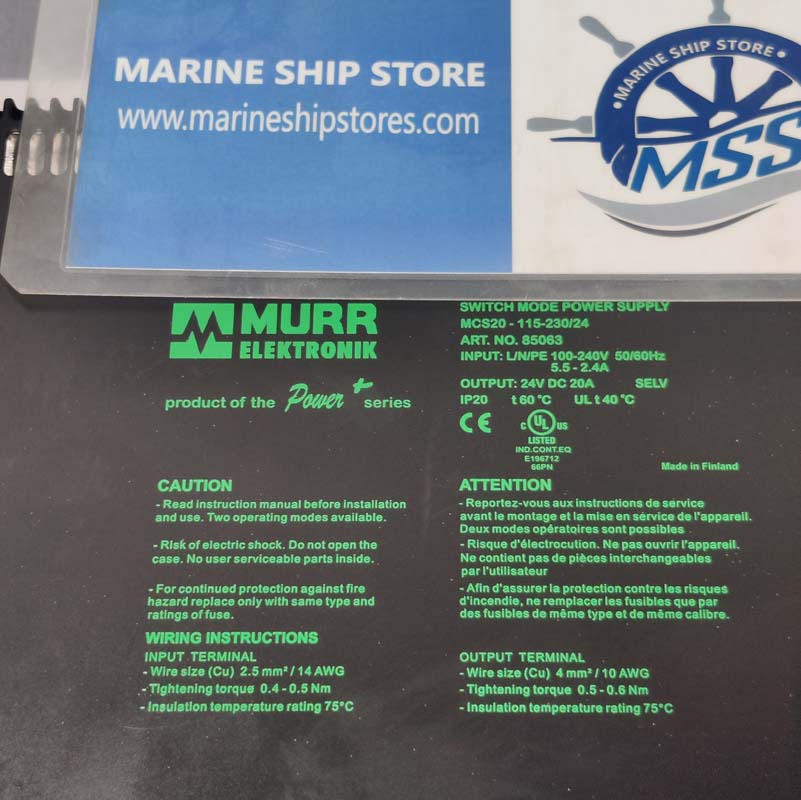 MURR ELEKTRONIK MCS20-115-230-24-85063 SWITCH MODE POWER SUPPLY