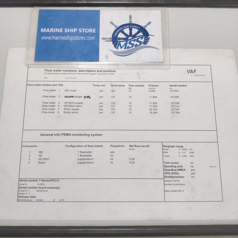 VAF INSTRUMENTS T-SENSE-SPU-3 PEM4 MONITORING SYSTEM